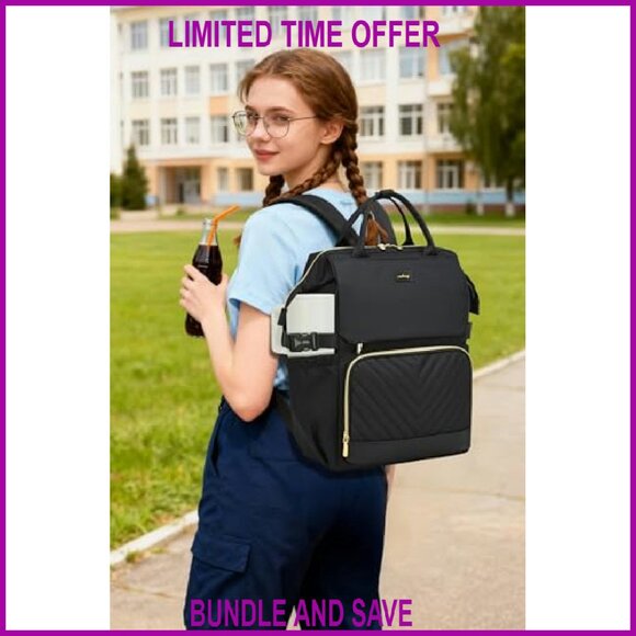 Large 17.3in Laptop Backpack USB Charger Water Bottle Holder Travel - Picture 3 of 7